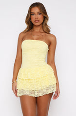 New Idea Strapless Mini Dress Lemon