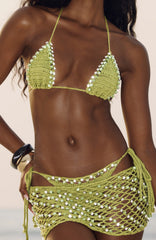 Bare Shore Crochet Beaded Mini Skirt Kiwi