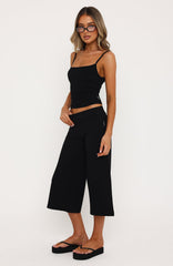 Can't Go Wrong Wide Leg Capri Black