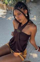 Heartbeat Edit Halter Top Chocolate