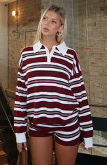 It's Ok, I'm Ok Knit Sweater Wine Stripe