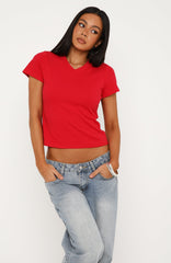 On The Hunt V Neck Top Red
