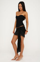 Picture Perfect Moment Fringe Mini Skirt Black