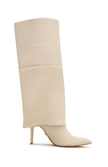 Milos Knee High Boots Nude Faux Suede