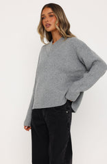 Luzia V Neck Knit Sweater Grey