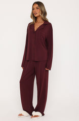 Pillow Talk Long Sleeve Pyjama Set Burgundy