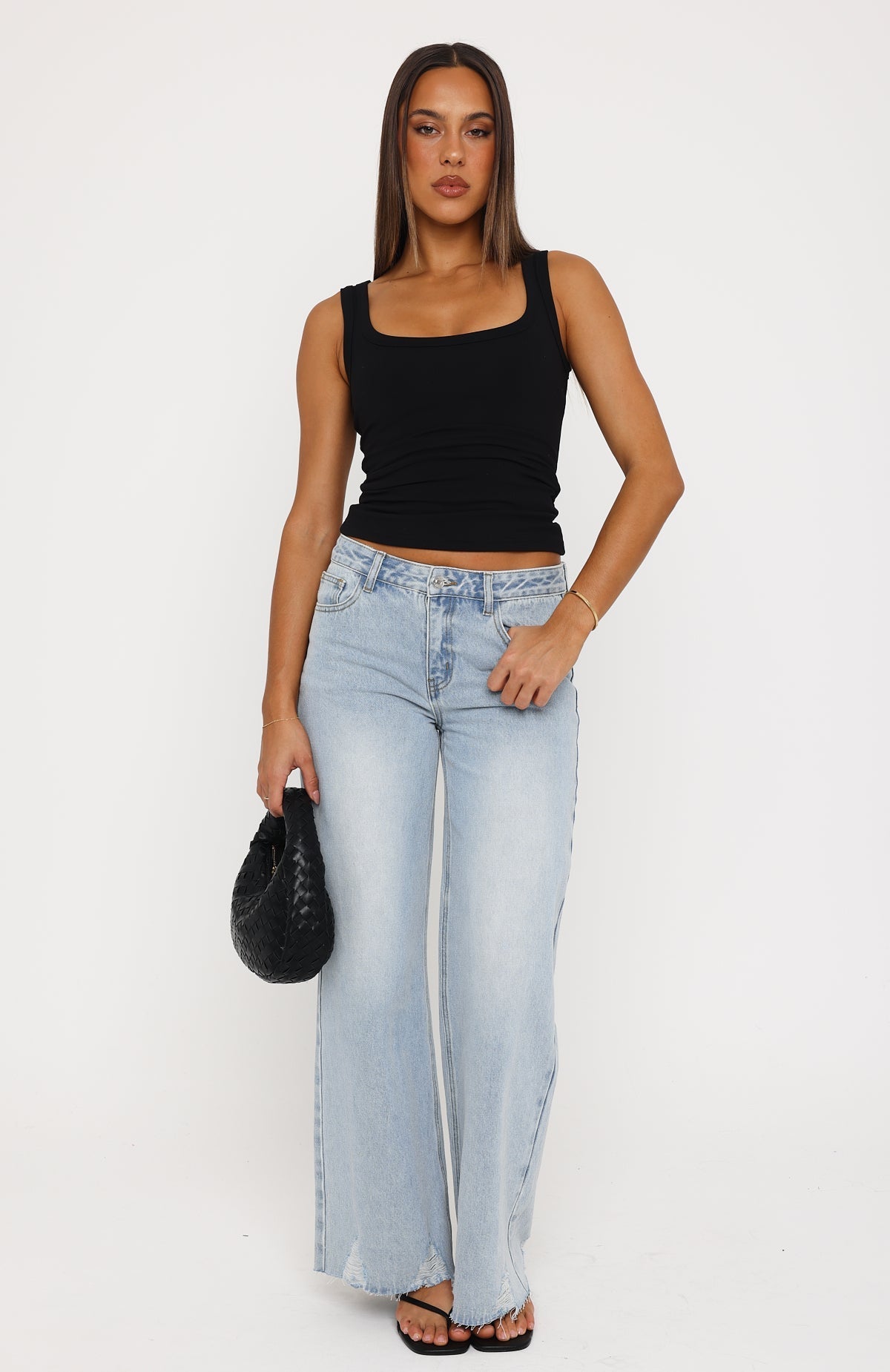 Big City Dreams Mid Rise Wide Leg Jeans Light Blue Wash