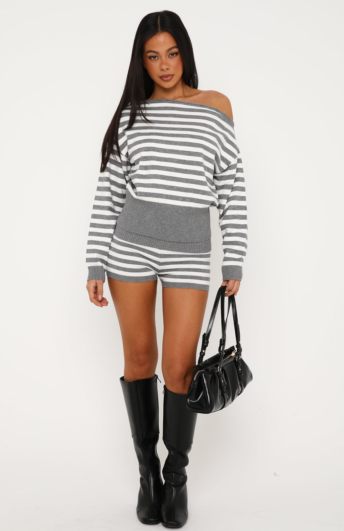 Everything To Everybody Sweater Grey Marle/White Stripe