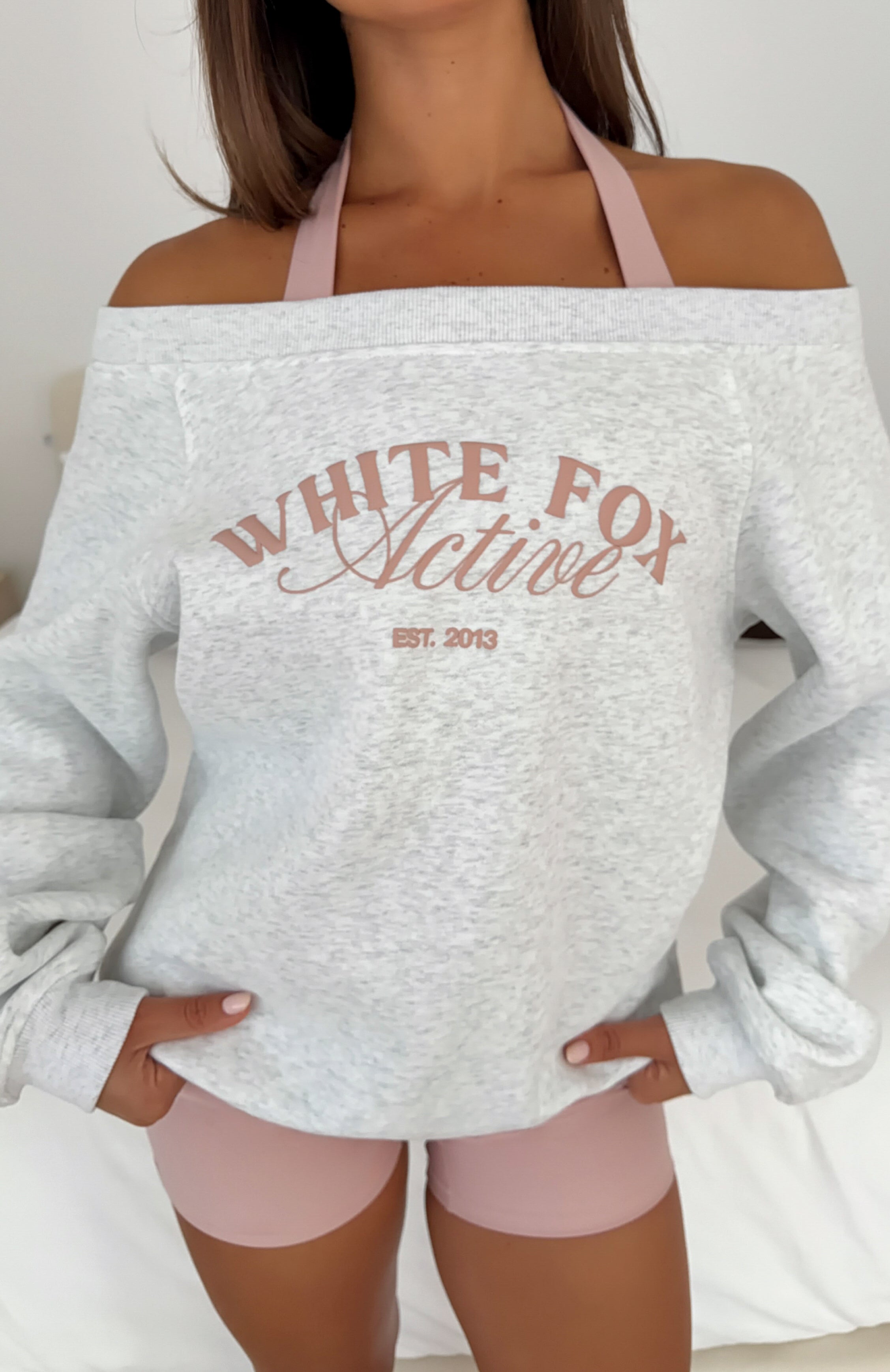 Far Away Off Shoulder Sweater Grey Marle