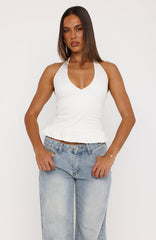 Flirty Fever Halter Top White