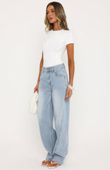 Jessica Mid Rise Barrel Leg Jeans Light Blue Wash