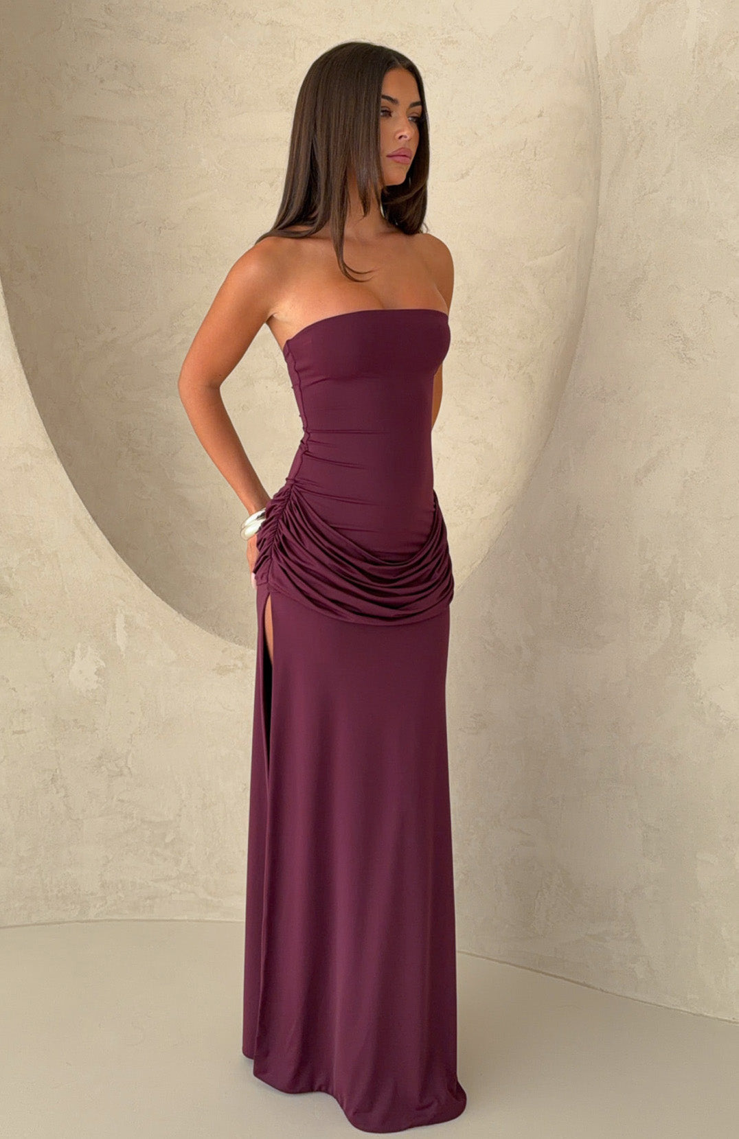Make You Regret Strapless Maxi Dress Mauve