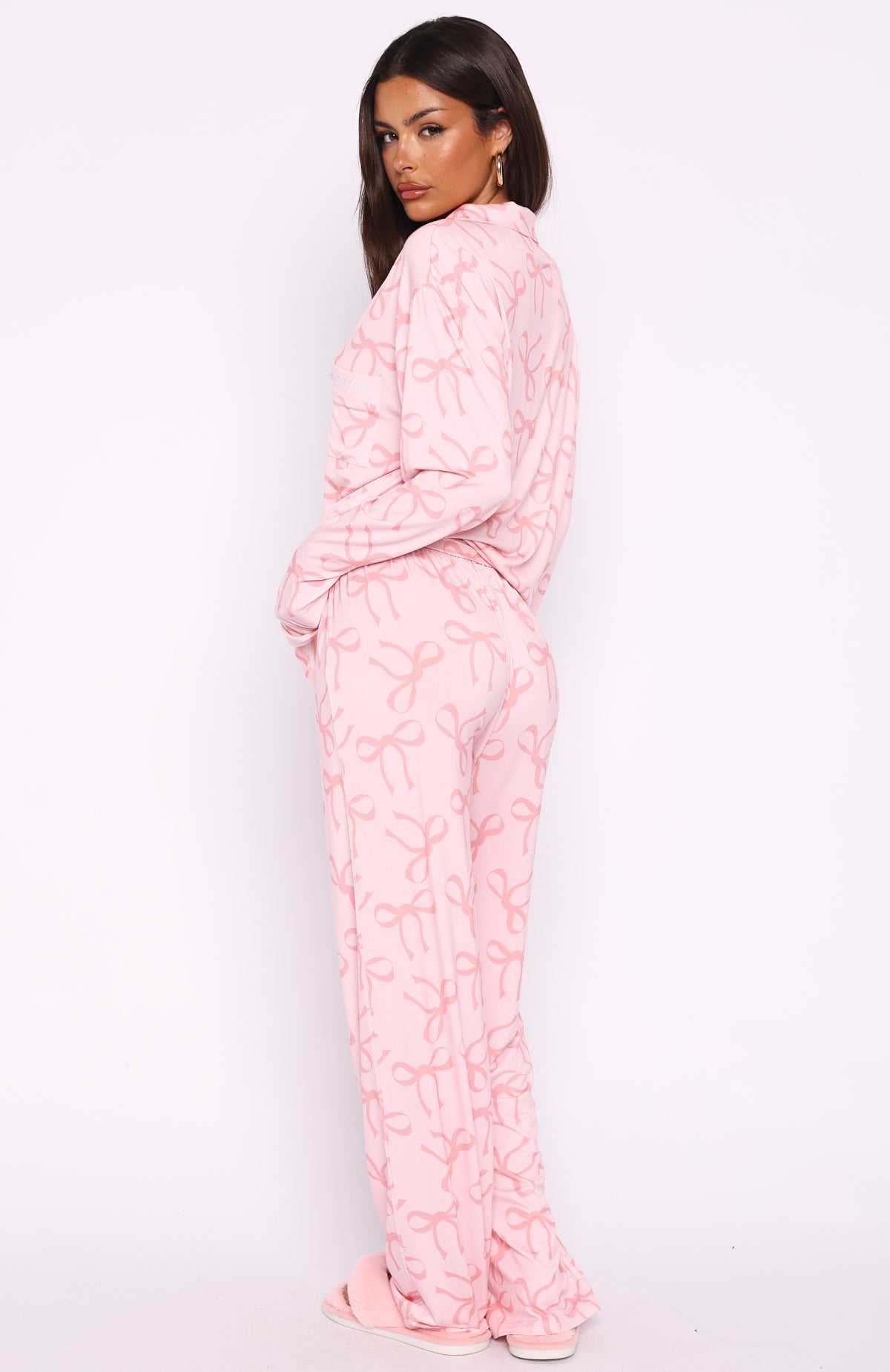 Pillow Talk Printed Long Sleeve Pyjama Set Posy Bow
