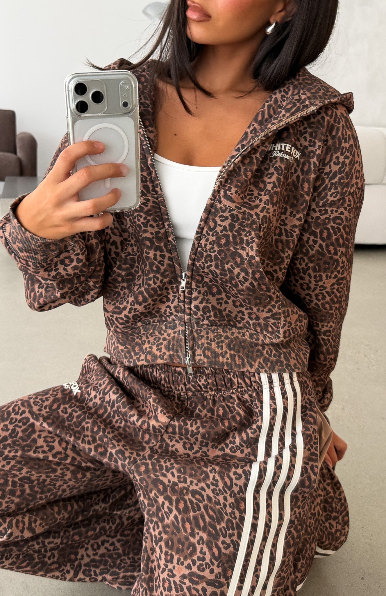 Release 15 Asalia Boxy Zip Front Hoodie Animal Print