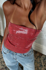 Want One Thing Strapless Sequin Bustier Fleur De Lune
