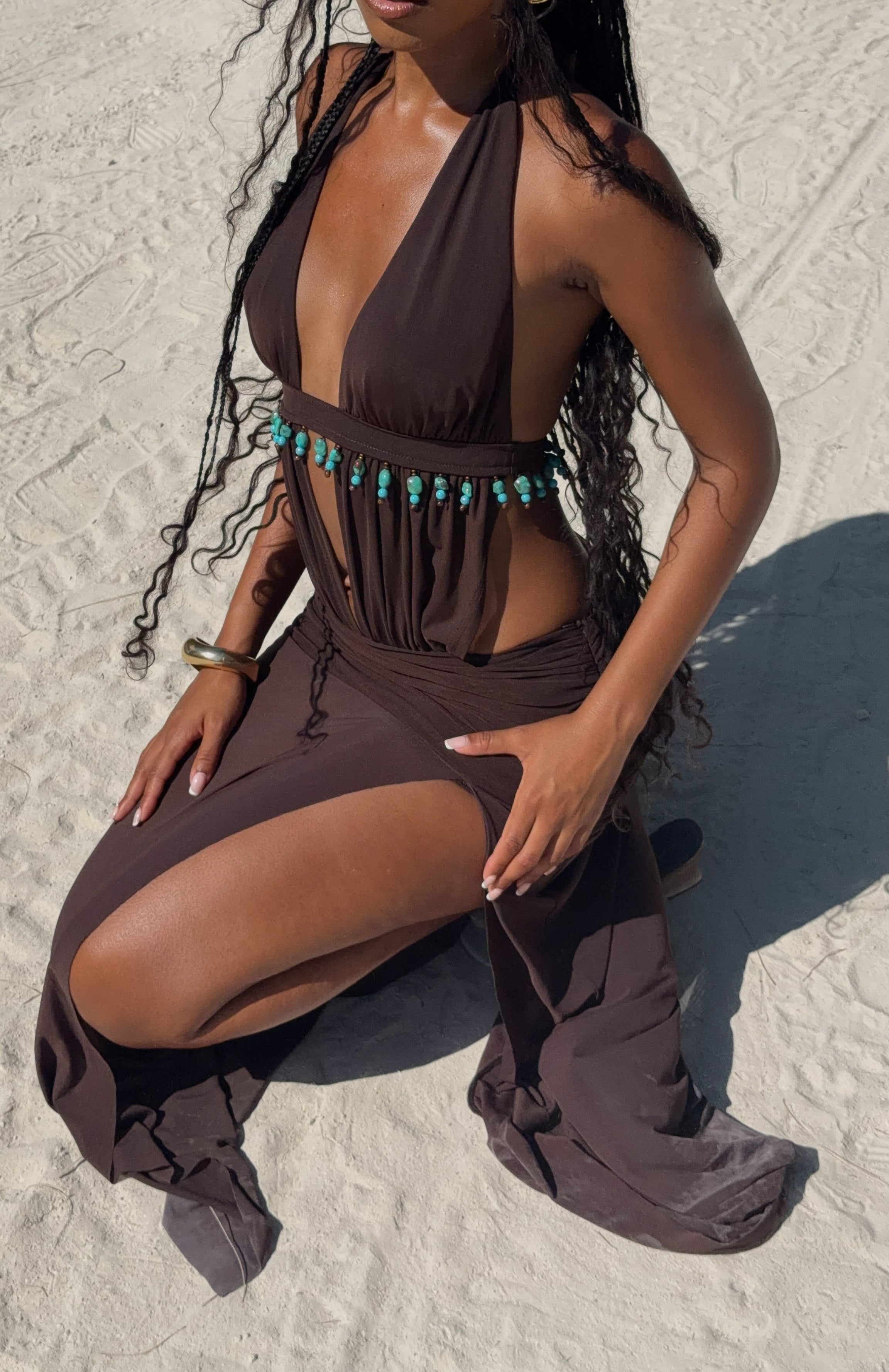 Jungle Glow Maxi Dress Chocolate